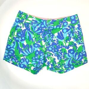 Lilly Pulitzer Callahan Shorts Bee in Your Bonnet Print Green Grasshopper Siz 00